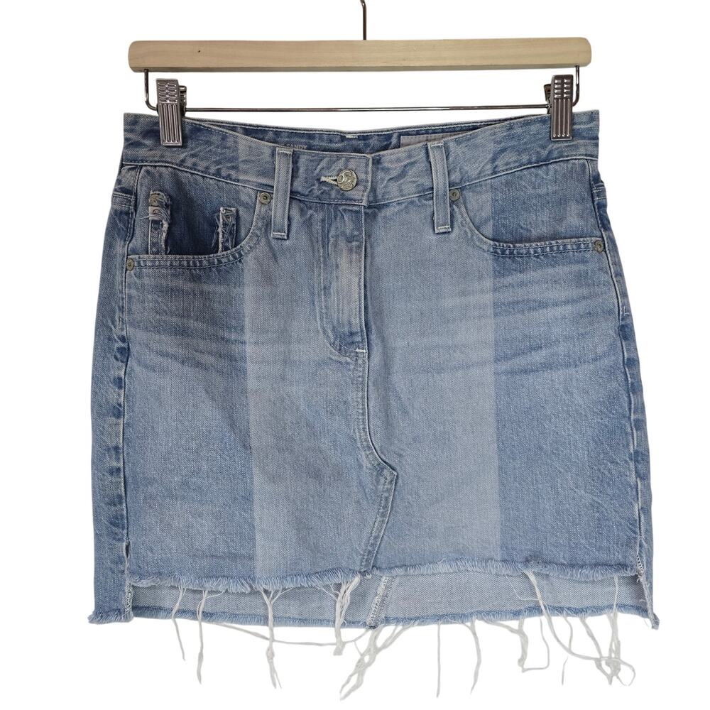 AG Adriano Goldschmied‎ Sandy Colorblock Denim Mini Skirt Raw Cut Off Hem 27